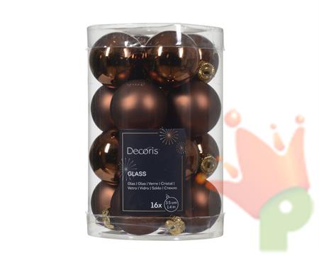 PALLINE DI NATALE MARRONE 3,5CM 16PZ