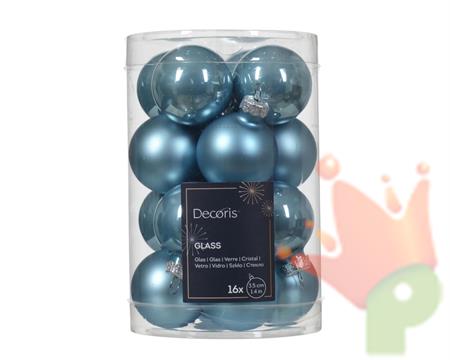 PALLINE DI NATALE AZZURRO 3,5 CM CONFEZIONE 16 PZ
