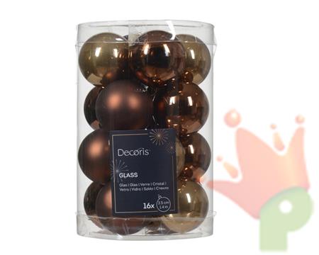 PALLINE DI NATALE MARRONE 3,5 CM CONFEZIONE 16 PZ