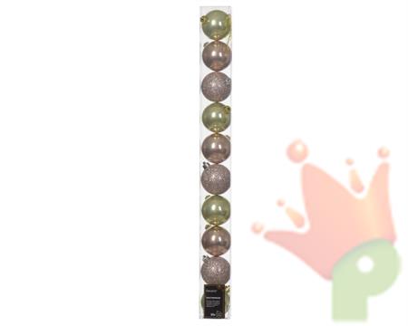 PALLINE DI NATALE ROSA VERDE 6 CM CONFEZIONE 10 PZ