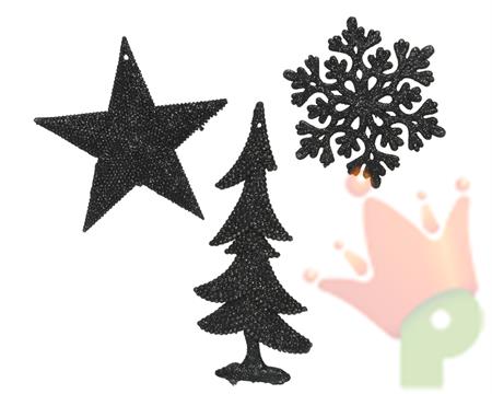 PENDENTE STELLA / FIOCCO DI NEVE / ALBERO NERO 1 PZ ASSORTITO