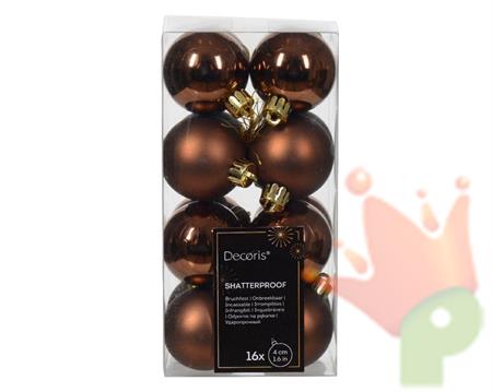 PALLINE DI NATALE MARRONE 4 CM CONFEZIONE 16 PZ