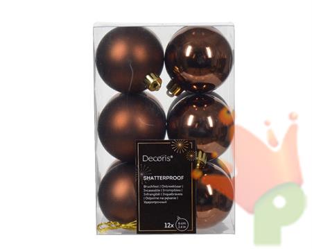 PALLINE DI NATALE MARRONE 6 CM CONFEZIONE 12 PZ