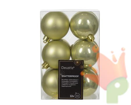 PALLINE DI NATALE VERDE PISTACCHIO 6 CM CONFEZIONE 12 PZ