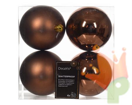 PALLINE DI NATALE MARRONE 10 CM CONFEZIONE 4 PZ