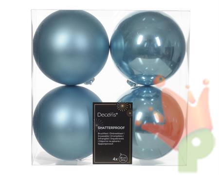 PALLINE DI NATALE AZZURRE 10 CM CONFEZIONE 4 PZ