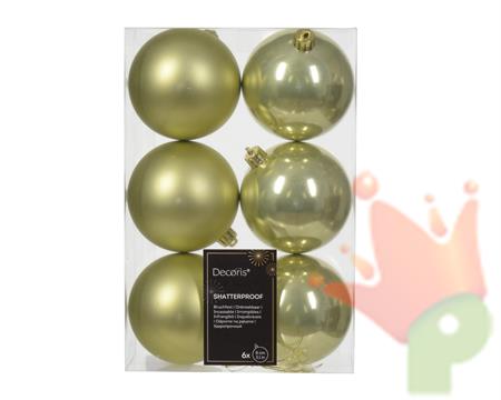 PALLINE DI NATALE VERDE PISTACCHIO 8 CM CONFEZIONE 6 PZ