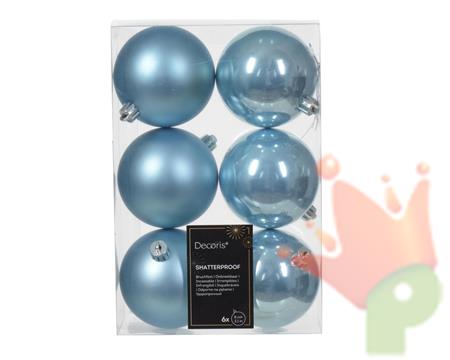 PALLINE DI NATALE AZZURRE 8 CM CONFEZIONE 6 PZ