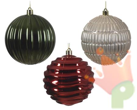 PALLINE DI NATALE PERLA-VERDE-ROSSO 3 ASSORTITE 10 CM