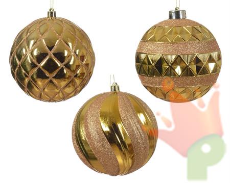 PALLINA DI NATALE ORO DECORATA 3 ASSORTITE 12 CM
