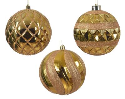 PALLINA DI NATALE ORO DECORATA 3 ASSORTITE 12 CM