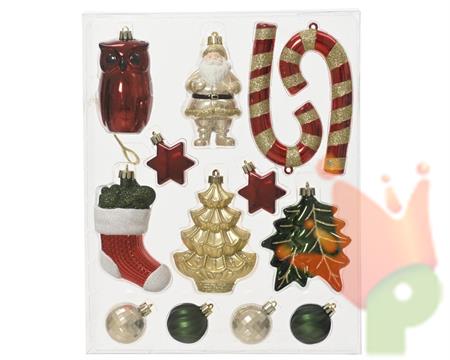 PENDENTI FIGURE NATALIZIE LUCIDE OPACHE GLITTER 13 PZ
