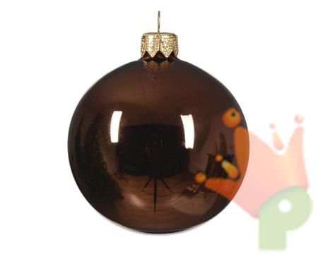 PALLINE DI NATALE MARRONE LUCIDO 8 CM CONFEZIONE 6 PZ