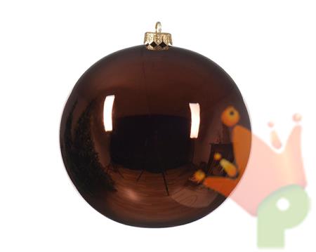 PALLINA DI NATALE MARRONE LUCIDO 15 CM