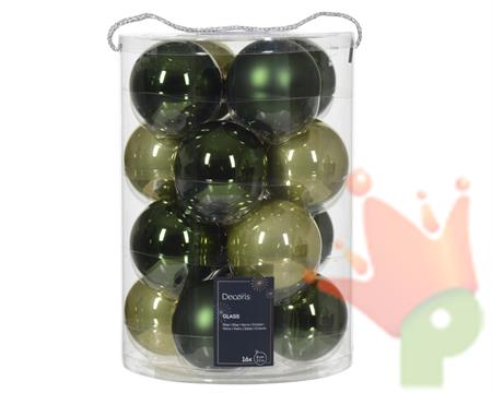 PALLINE DI NATALE VERDE CHIARO SCURO 8 CM CONFEZIONE 16 PZ