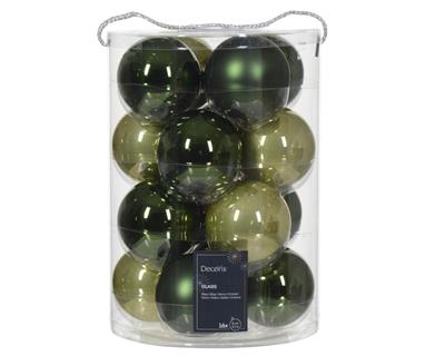 PALLINE DI NATALE VERDE CHIARO SCURO 8 CM CONFEZIONE 16 PZ