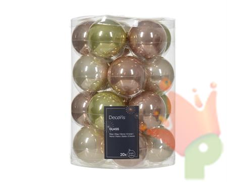 PALLINE DI NATALE ROSA VERDE LUCIDO OPACO 20PZ 6 CM