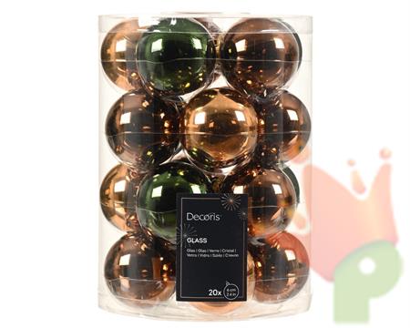 PALLINE DI NATALE MARRONE VERDE 6 CM CONFEZIONE 20 PZ