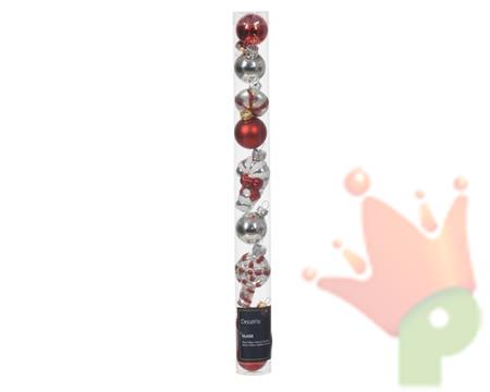 PENDENTI FIGURE NATALIZIE VETRO BIANCHE ROSSE 6X2,7 CM 9 PZ