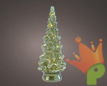 MINI ALBERO IN VETRO CON LED BIANCO CALDO H.33X13,3 CM