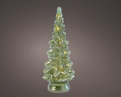 MINI ALBERO IN VETRO CON LED BIANCO CALDO H.33X13,3 CM