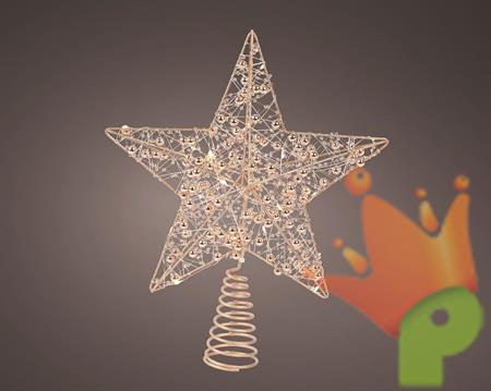 PUNTALE LUMINOSO STELLA ORO CON 15 LED BIANCO CALDO