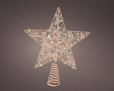 PUNTALE LUMINOSO STELLA ORO CON 15 LED BIANCO CALDO