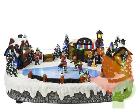 SCENOGRAFIA NATALIZIA PISTA DI PATTINAGGIO H.14,5X33,5X25 CM