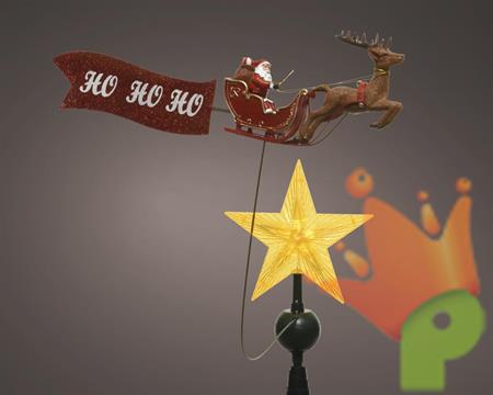 PUNTALE STELLA LED CON SLITTA BABBO NATALE IN MOVIMENTO H.54X40,