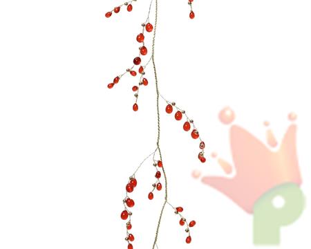 GHIRLANDA CON PERLINE ROSSE 120 CM