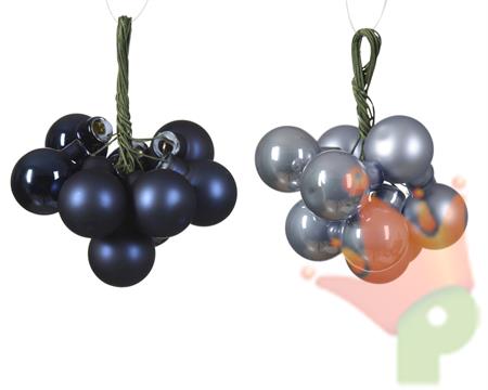PALLINE DI NATALE A GRAPPOLO BLU/CELESTE 2 CM 10 PZ