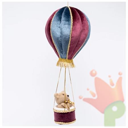 MONGOLFIERA IN VELLUTO CON ORSETTO 17X48 CM