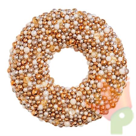 FUORIPORTA GHIRLANDA NATALIZIA CON MINI PALLINE ORO BIANCHE