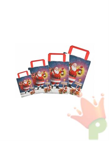 BUSTA IN CARTA BABBO NATALE 22+10X29 CM MANICO PIATTO