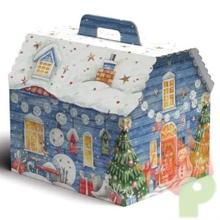 SCATOLA FORMA CASETTA NATALIZIA 33X27X29 CM