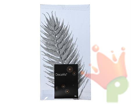 FOGLIA GLITTER ARGENTO 4 PZ