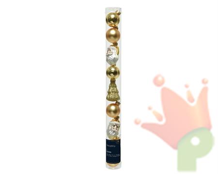 PALLINE DI NATALE CON SAGOME NATALIZIE IN VETRO ORO CHIARO