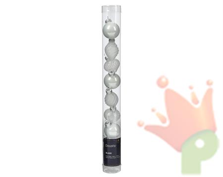 PALLINE DI NATALE FIGURE ASSORTITE BIANCHE 3 CM 9 PZ