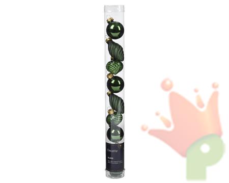PALLINE DI NATALE FIGURE ASSORTITE VERDE PINO 3 CM 9PZ