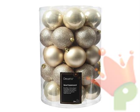PALLINE DI NATALE PERLA LUCIDE OPACHE GLITTER 8 CM 34 PZ