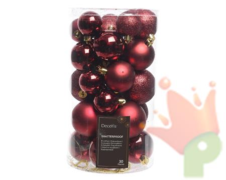 PALLINE DI NATALE BORDEAUX ASSORTITE 6CM 30 PZ