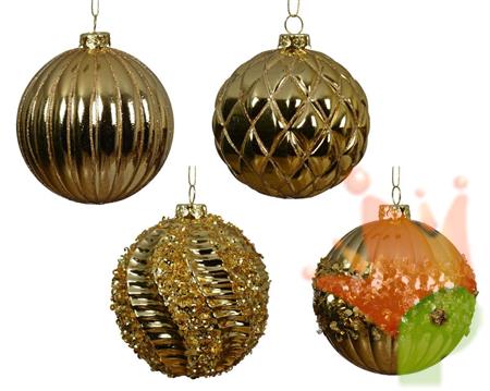 PALLINA DI NATALE ORO CON GLITTER/PAILLETTES 8 CM