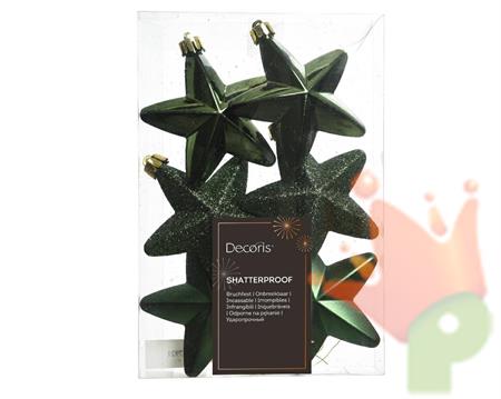 PENDENTI STELLE VERDE PINO 7,5 CM 6 PZ