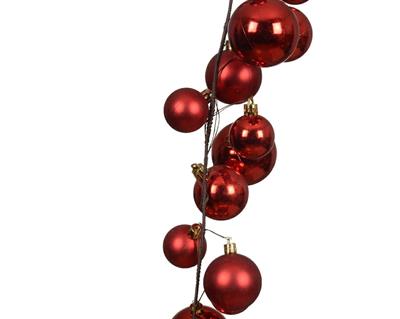 GHIRLANDA DI PALLINE ROSSE LUCIDE OPACHE 180CM