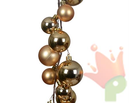 GHIRLANDA DI PALLINE ORO LUCIDE OPACHE 180 CM