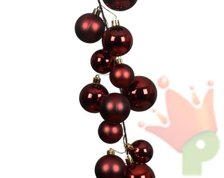 GHIRLANDA DI PALLINE BORDEAUX LUCIDE OPACHE 180 CM