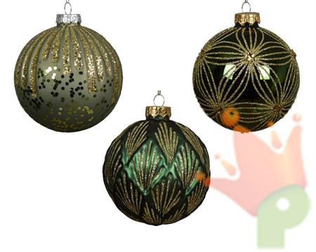 PALLINA DI NATALE VERDE DECORATA 10 CM