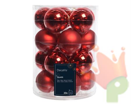 PALLINE DI NATALE IN VETRO ROSSO LUCIDO OPACO 6CM 2OPZ