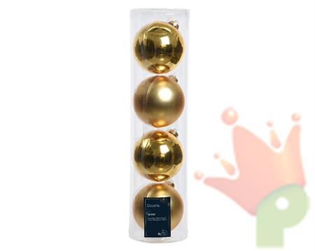 PALLINE DI NATALE IN VETRO ORO LUCIDO OPACO 10 CM 4 PZ