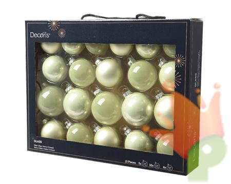 PALLINE DI NATALE BIANCO MENTA 21PZ